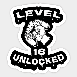 Level 16 Unlocked - Funny Mens 16th Birthday Gamer Sticker